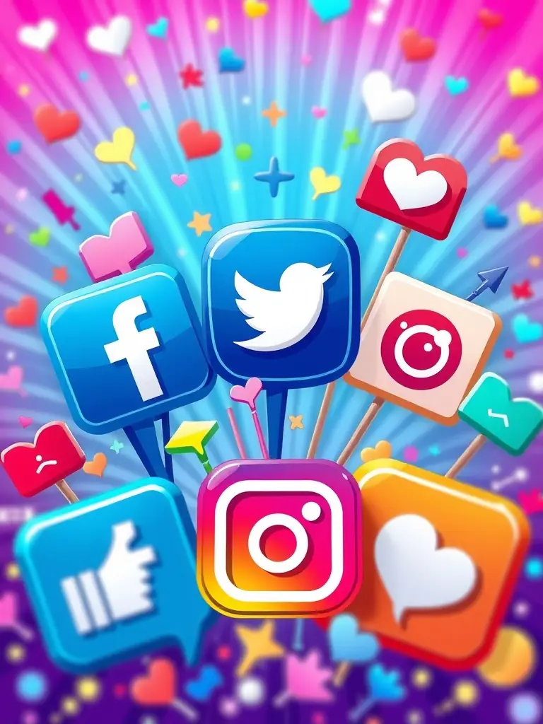 A creative image featuring various social media icons and engagement metrics, representing Richmond Online Marketing's expertise in social media marketing.