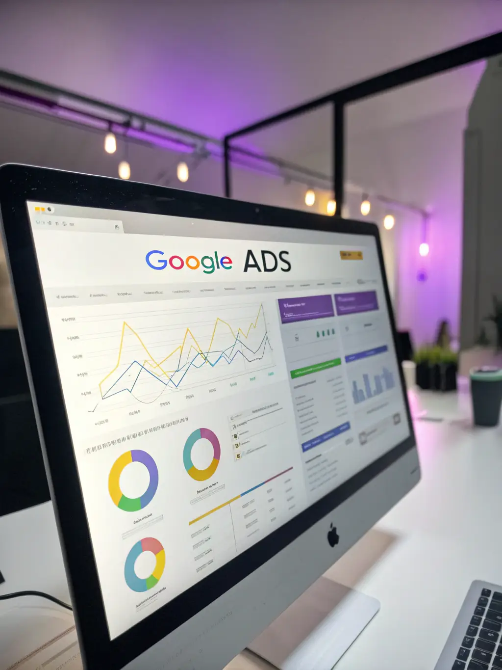 A visually appealing image of a Google Ads campaign dashboard, highlighting key performance metrics and ROI for a PPC campaign managed by Richmond Online Marketing.